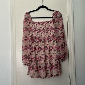 Aritzia Tempest Wilfred Floral Girly Flirty feminine Mini Dress Size XS